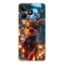 Яркий чехол для Realme Note 60 с Зимними Оленятами – Олень в шарфе