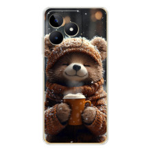 Печатный чехол «Зверята с кофе» для Realme Note 60 – Мишка с кофе