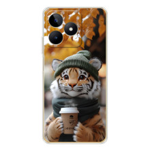 Печатный чехол «Зверята с кофе» для Realme Note 60 – Тигр с кофе