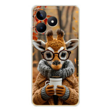 Печатный чехол «Зверята с кофе» для Realme Note 60 – Жираф с кофе
