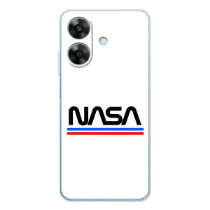 Силіконовый бампер з принтом "Наса" на Realme Note 60x – NASA на білому тлі