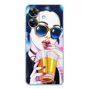 Чехол с картинкой Модные Девчонки Realme Note 60x – Девушка с коктейлем