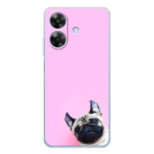 Бампер для Realme Note 60x с картинкой "Песики" (Собака на розовом)