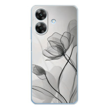 Чехол с цветочным принтом на Ноут 60х (Черные цветы)