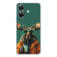 Чехол с принтом стильные животные для Ноут 60х – Лось с кофе