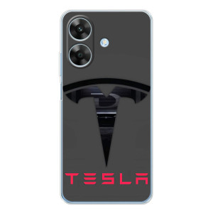 Силиконовый бампер с картинкой машины на Realme Note 60x – Logo TESLA