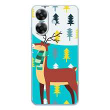 Силиконовый бампер с картинкой животных для Realme Note 60x (Олень с шарфом)