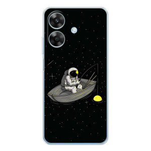 Силіконовый Чохол з принтом "Космонавти" на Realme Note 60x – Космонавт на рибалці