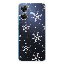 Зимние Чехлы для Ноут 60х - прозрачный фон (Белые снежинки)