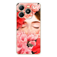 Чехлы (ART) Цветы на RealMe Note 70 (VPrint) (Глаза в цветах)