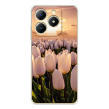 Чехлы с картинкой (Тюльпаны) на Реалми Ноты 70 – Закат с цветами