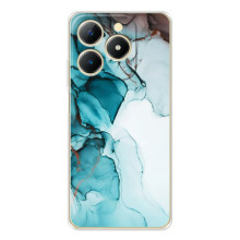 Чехол для РеАлМe Нота 70 - с принтом (Дизайнерские) (AlphaPrint) (Бирюзовый мрамор)