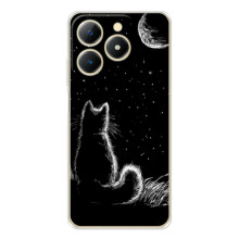 Чехол с принтом для RealMe Note 70 (AlphaPrint) Модные коты (Котик и луна)