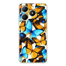 Чехол с принтом для РеАлМe Нота 70 - (Прикольные) (AlphaPrint) (Яркие бабочки)