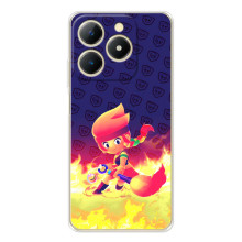 Чехол (ТПУ) с героями Бравл Старс на RealMe Note 70 (Пенни в огне)