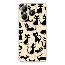 Чехол с рисунком кот на RealMe Note 70 (Черные коты)