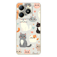 Чехол с рисунком кот на RealMe Note 70 (Коллаж котов)