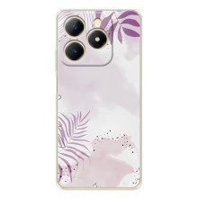 Чехол с цветочным принтом на РеАлМe Нота 70 (Фиолетовые листья)