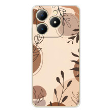 Чехол с цветочным принтом на РеАлМe Нота 70 (Коричневые цветы)