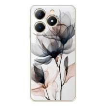 Чехол с цветочным принтом на РеАлМe Нота 70 (Цветы на белом)