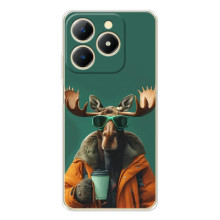 Чехол с принтом стильные животные для РеАлМe Нота 70 (Лось с кофе)