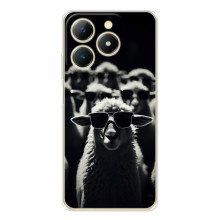 Чехол с принтом стильные животные для РеАлМe Нота 70 (Овечка в очках)