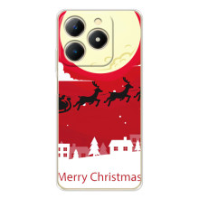 Рождественские Чехлы для RealMe Note 70 (VPrint) – Санта с оленями