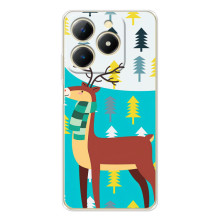 Силиконовый бампер с картинкой животных для RealMe Note 70 – Олень с шарфом
