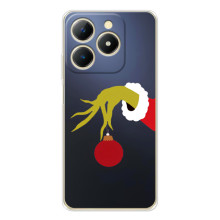 Зимние Чехлы для РеАлМe Нота 70 - прозрачный фон (Гринч с игрушкой)