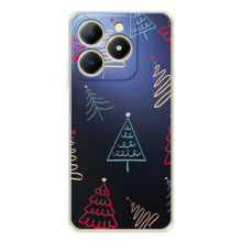 Зимние Чехлы для РеАлМe Нота 70 - прозрачный фон (Рождественские елки)