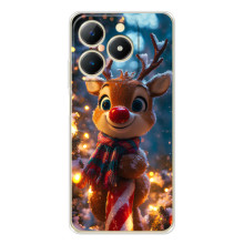 Яркий чехол для RealMe Note 70 с Зимними Оленятами – Олень в шарфе