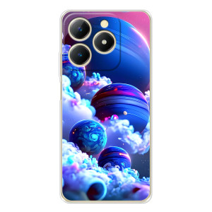 Чехлы КОСМОС для Realme Note 70T – Синие планеты