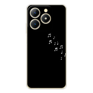 Чохол з картинками на чорному фоні для Realme Note 70T – Ноти