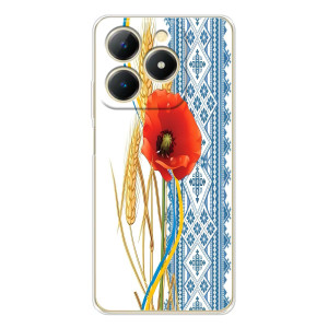 Силиконовый Чехол на Realme Note 70T с картинкой Вышиванки (Вышиванка с цветком)