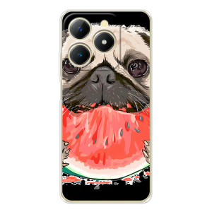Чехол (ТПУ) Милые собачки для Realme Note 70T (Смешной Мопс)