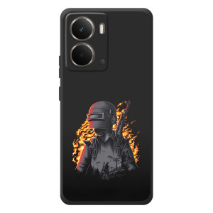 Силиконовый чехол с картинкой "Герой Pubg" на RealMe P3 (В огне)