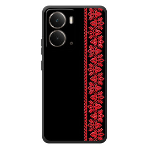 Силиконовый Чехол на RealMe P3 с картинкой Вышиванки (Вышиванка на черном)