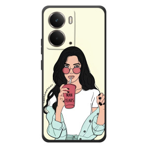 Силиконовый Чехол на RealMe P3 с картинкой Стильных Девушек – С напитком