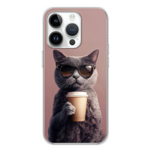Чехол с принтом стильные животные для РеалМе Р4 – Кот с кофе