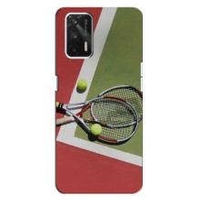 Чехлы с принтом Спортивная тематика для Realme Q3 – Ракетки теннис