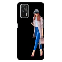 Чехол с картинкой Модные Девчонки Realme Q3 (Девушка со смартфоном)