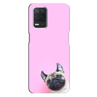 Бампер для Realme Q3I с картинкой "Песики" – Собака на розовом