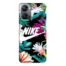 Силіконовый Чохол на Realme V30 з картинкою НАЙК (Квітковий Nike)