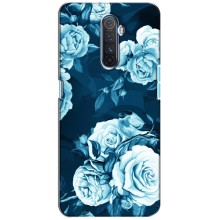 Чехлы (ART) Цветы на Realme X2 Pro (VPrint) (Голубые Бутоны)