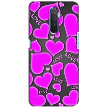 Чехлы для любимой на Реалмі Х2 Про (VPrint) (Pink hearts)