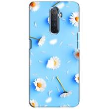 Чехол с Цветами для Realme X2 Pro (ромашки на голубом)