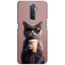 Чехол с принтом стильные животные для Реалмі Х2 Про (Кот с кофе)