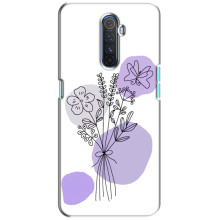 Силиконовый чехол с принтом в цветах на Realme X2 Pro – Фиолетовый букет