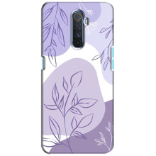 Силиконовый чехол с принтом в цветах на Realme X2 Pro – Фиолетовый дизайн