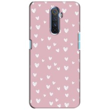 Чехол с розовым рисунком для Realme X2 Pro (Сердечки на розовом)